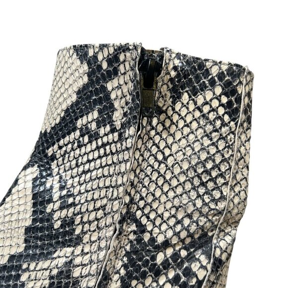 Zara Python Snakeskin Embossed Leather Block Heel Ankle Boots Size 37 US 6.5 - Picture 7 of 13